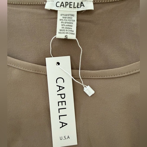 Capella Taupe Square Neck Long Sleeve Top | Size Small - Picture 6 of 6